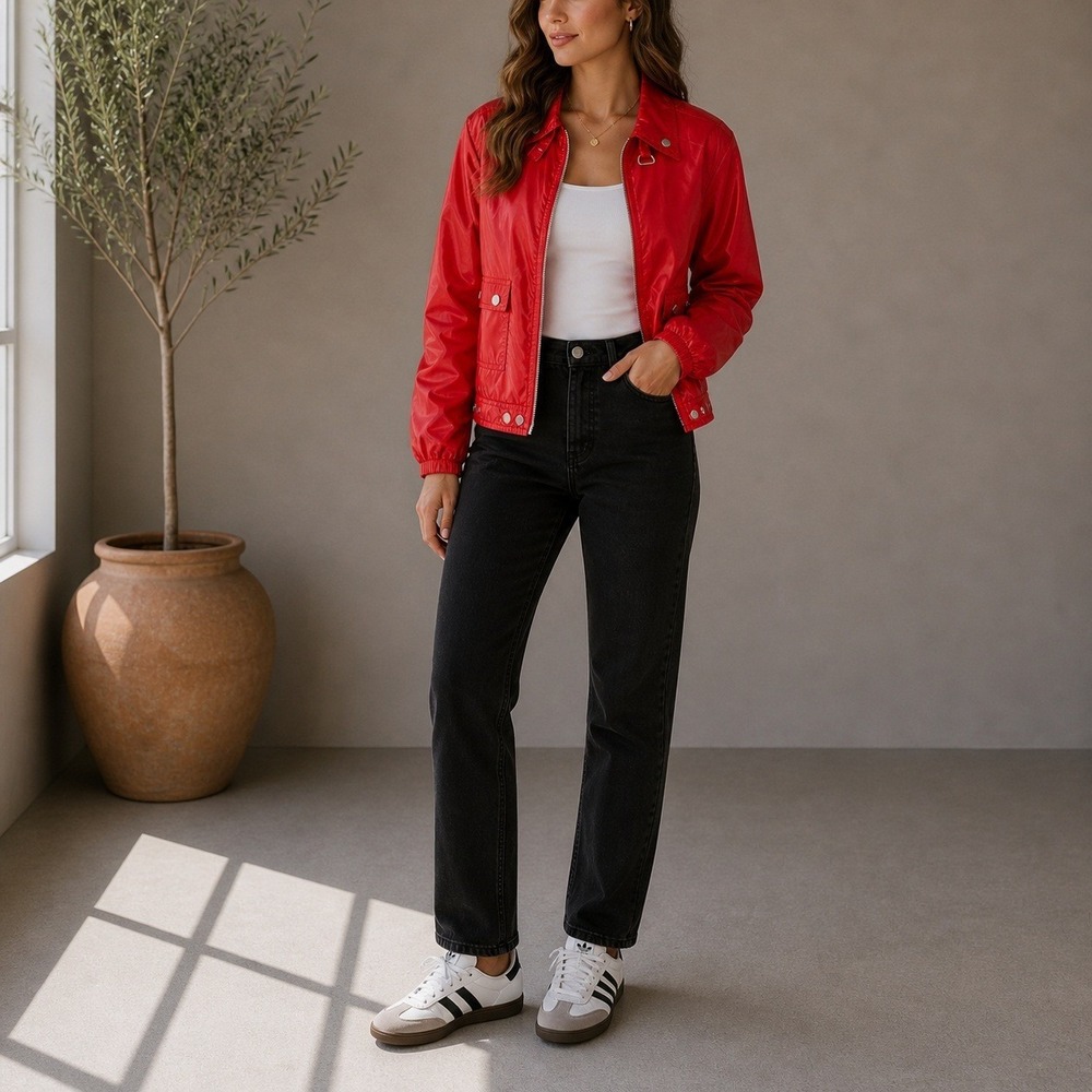 Proenza Schouler Red Windbreaker Jacket Womens XS Sporty Moto Gorpcore